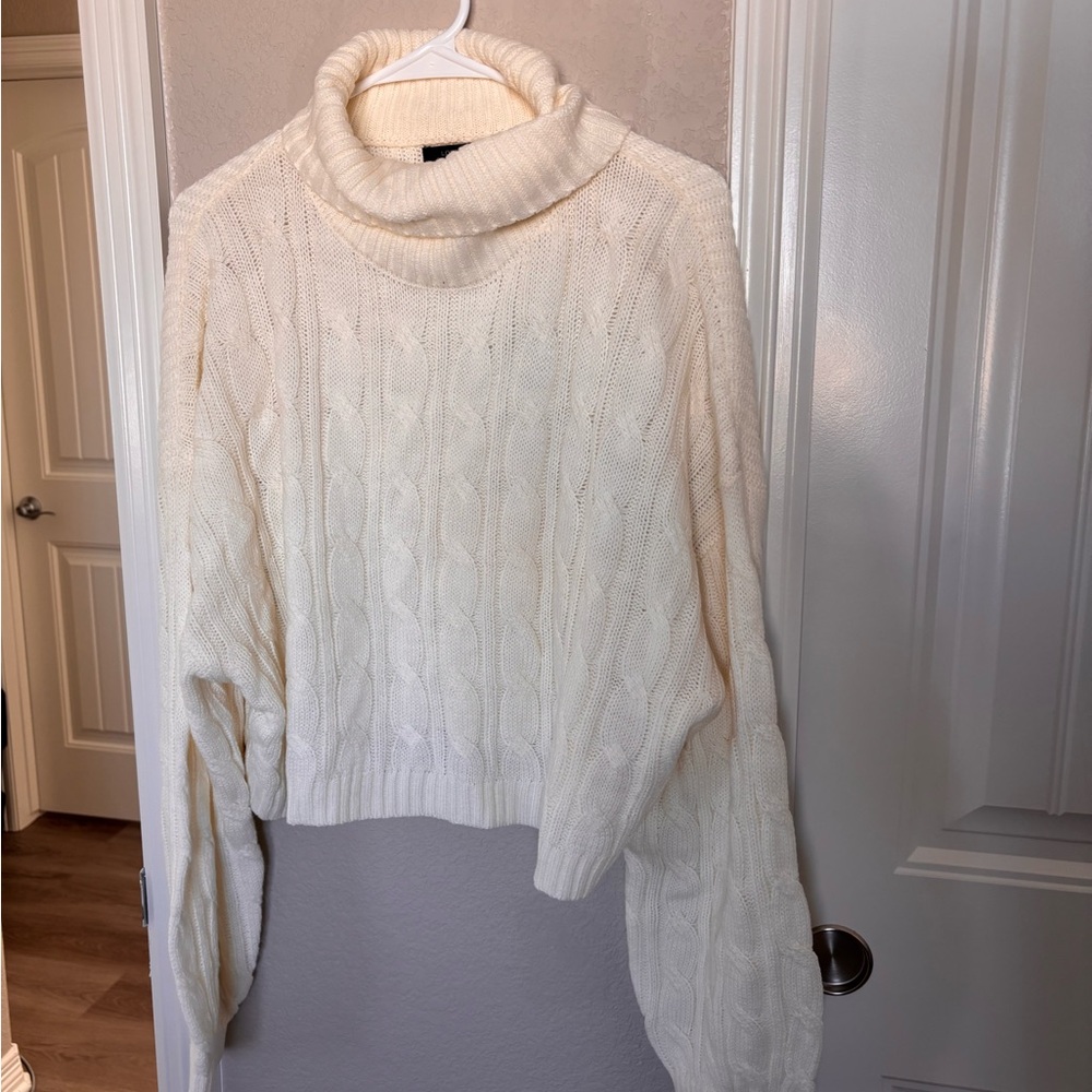 Love Tree Cream Cable Knit Turtleneck Sweater